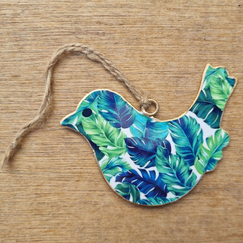 Tropical Leaves Metal Bird Ornament - 4 Designs