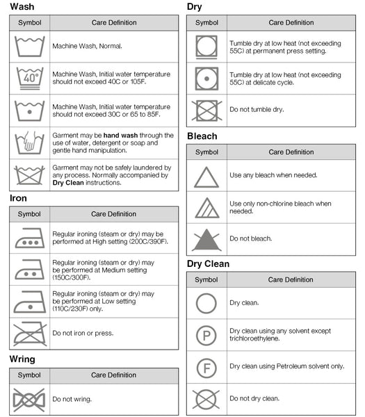 Washing Instructions