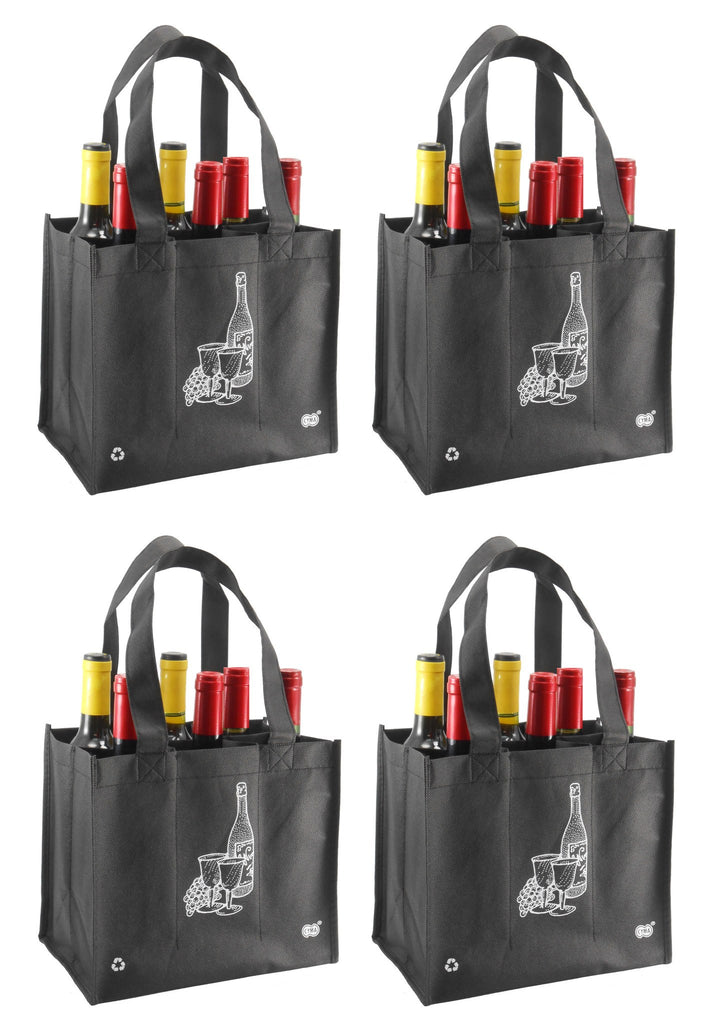 6 Bottle Tote, Black [4 Bag Set] CYMA Bags