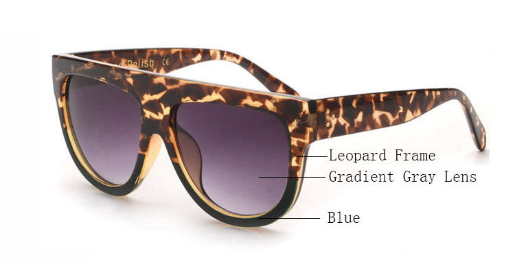 Woman Flat Top Mirror Sun Glasses Cat Eye