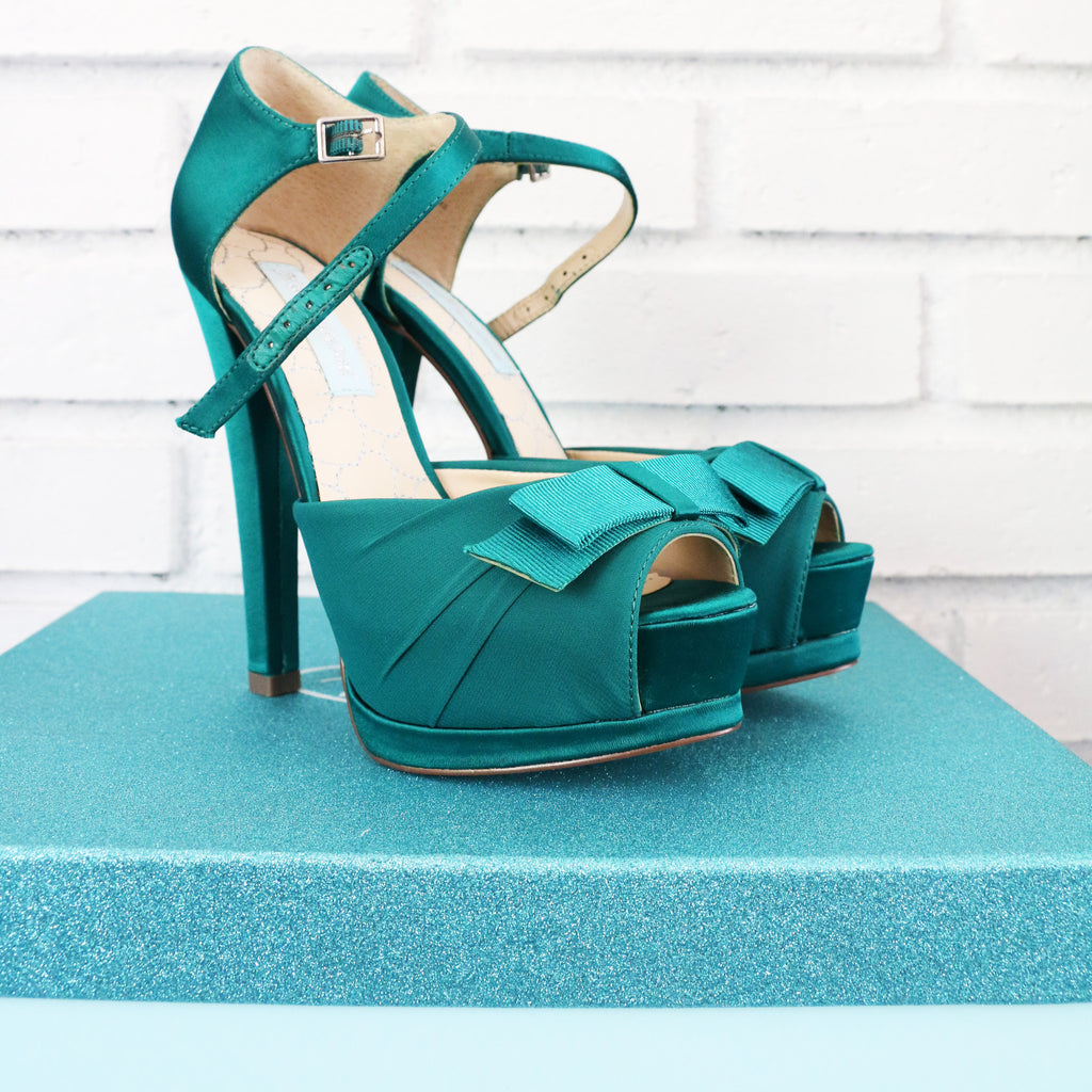Blue by Betsey Johnson Pouf Satin Sandal in Teal
