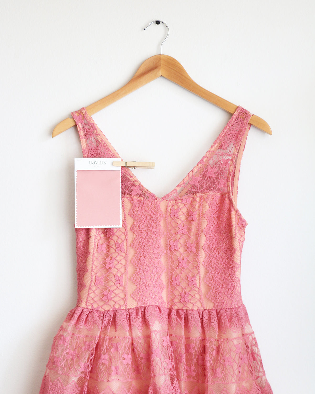 Apricity - RIVER Lace Dress in Dusty Rose Pink - David's Bridal Ballet bridesmaid dress swatch
