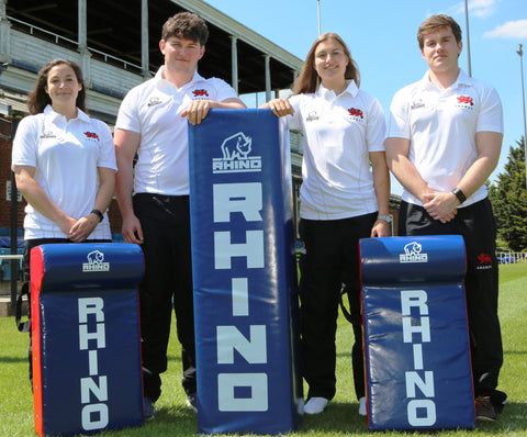 Cambridge University RFC players with Rhino