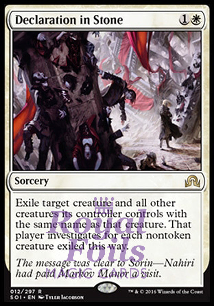 **1x FOIL Declaration in Stone** SOI MTG Shadows Over Innistrad Rare MINT white **1x FOIL Declaration in Stone** SOI MTG Shadows Over Innistrad Rare MINT white