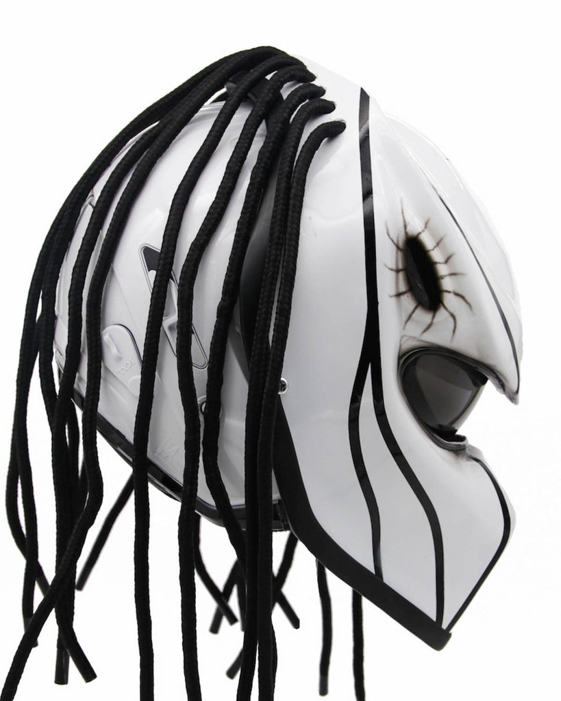 White & Black Blade Predator Motorcycle Helmet DOT