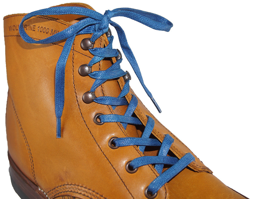 blue waxed shoe laces