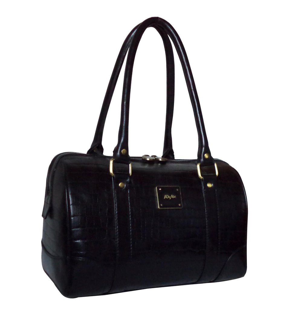 Victoria Genuine Leather Croco Women Black Shoulder Bag