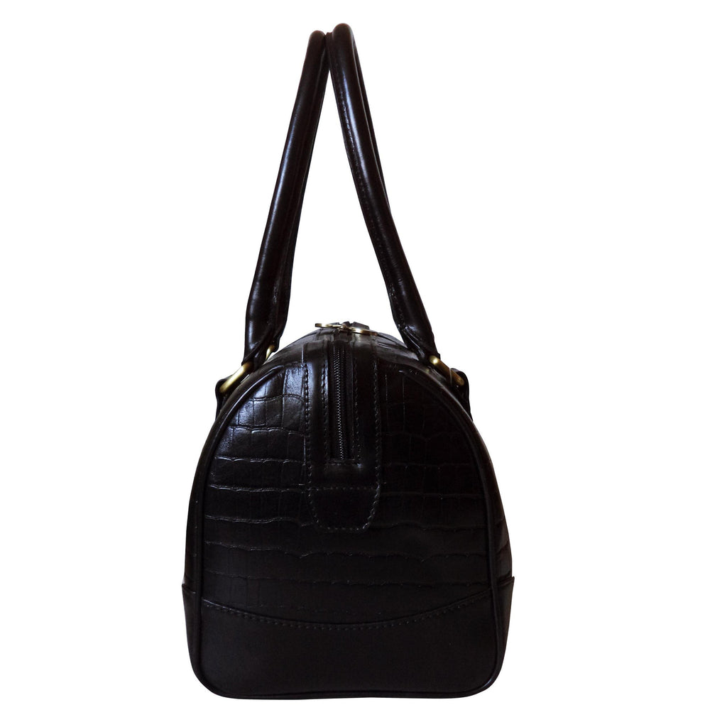 Victoria Genuine Leather Croco Women Black Shoulder Bag