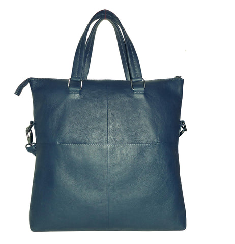 Victoria Genuine Leather Waxy Women Dark Blue Shoulder Bag