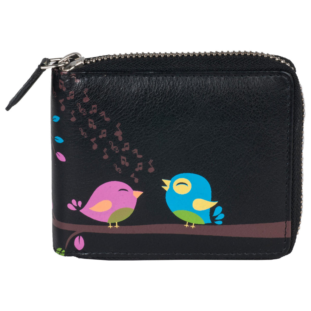 Paris Genuine Leather Women Black Laser Printed Wallet