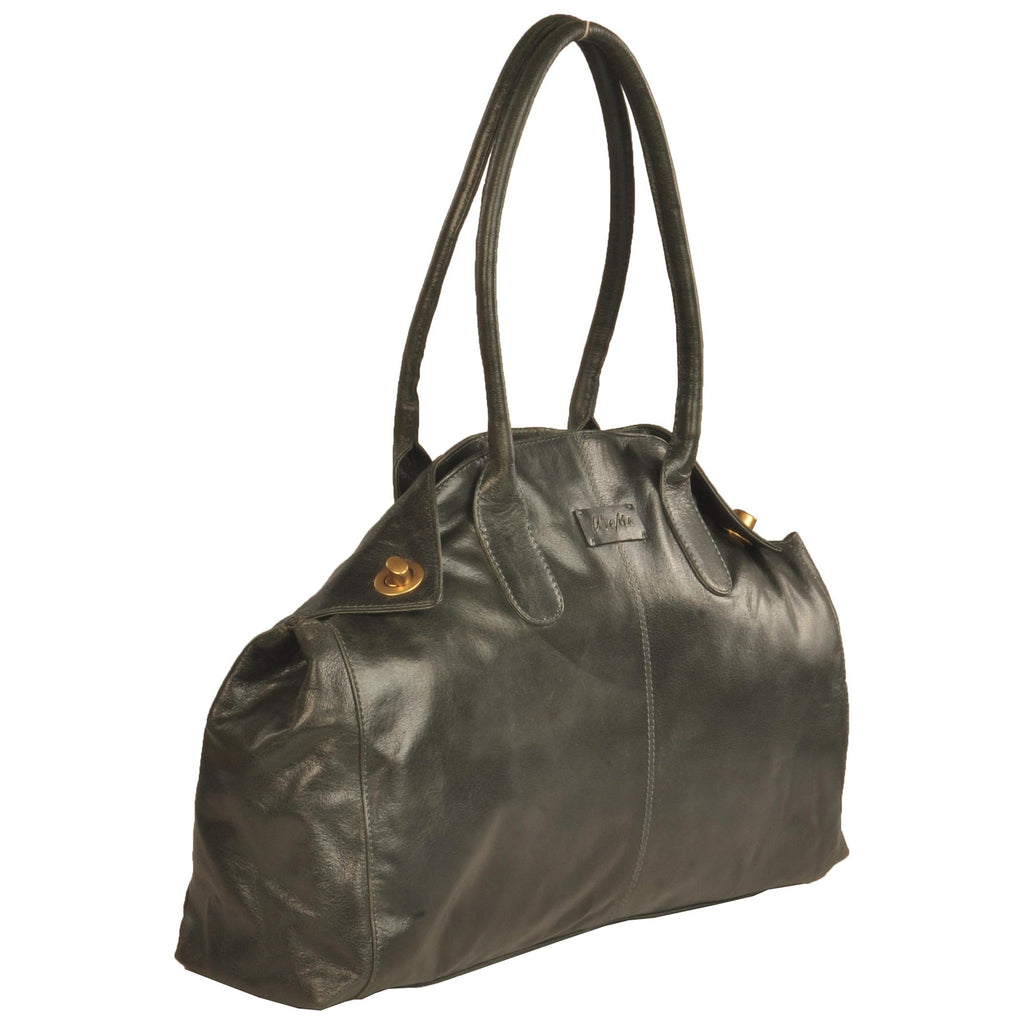 Victoria Genuine Leather Women Bottle Green Shoulder Bag
