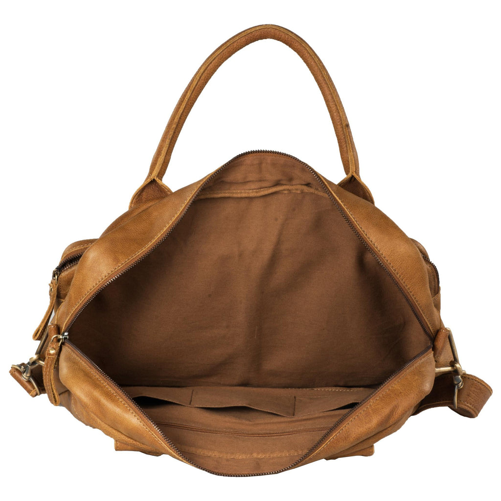Manhattan Genuine Washed Leather Men Tan Portfolio Bag