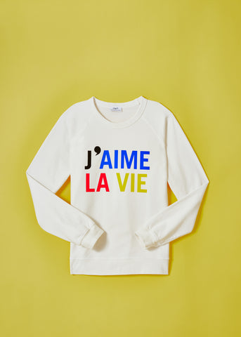Clare V. x Anthropologie J'Aime La Vie White Sweatshirt 