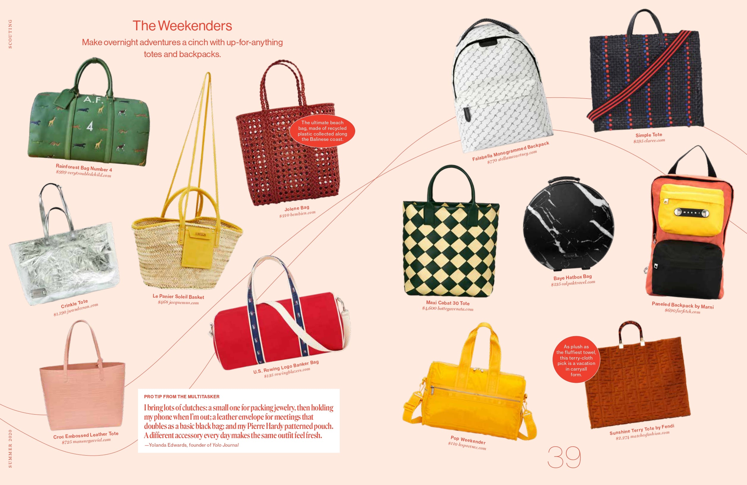 Snippet From Domino Magazine Summer 2020 Issue Featuring Our Simple Tote in Black Woven with Stripes