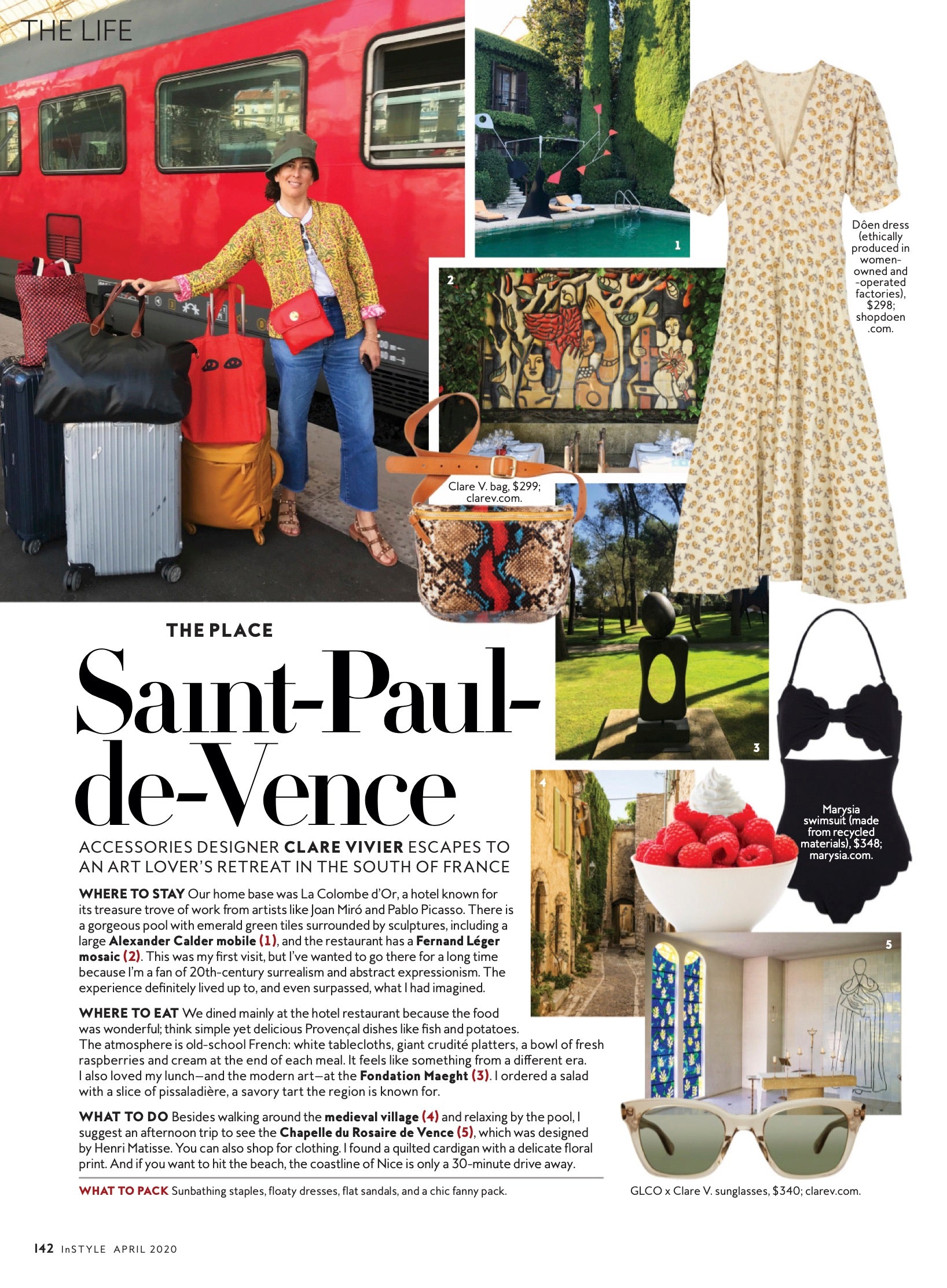 Snippet From InStyle's April 2020 Issue - Saint-Paul-de-Vence Story following Clare Vivier's Trip To The South of France