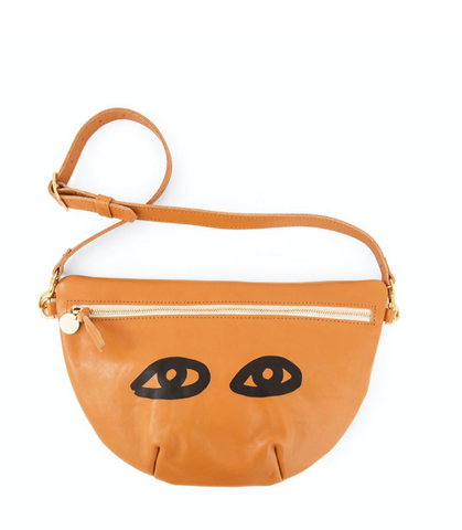 Clare V. x InStyle Grande Fanny Pack in Tan leather with Black Eyes
