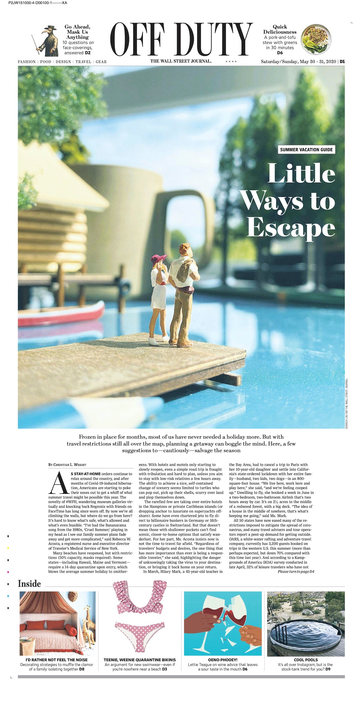 Wall Street Journal - Off Duty Covery From Saturday/Sunday, May 30-31, 2021 - Little Ways To Escape Cover Story