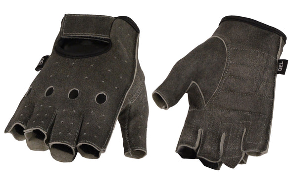 padded fingerless leather gloves