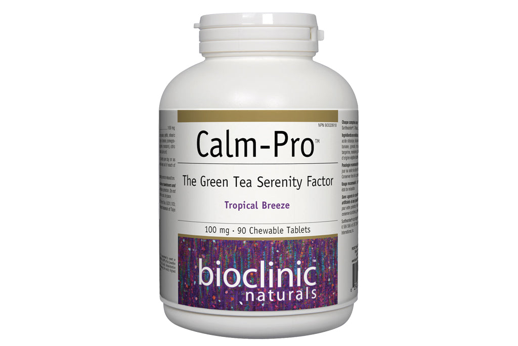 Calm-Pro helps to induce a feeling of serenity and relaxation without drowsiness. L-Theanine naturally stimulates alpha waves, which are associated with a relaxed but alert mental state. Beneficial for stress, inducing a state of wakeful relaxation, increased performance under stress, improved learning and concentration, as well as decreased anxiety.  Fast acting chew tabs are quickly absorbed and get to work right away.