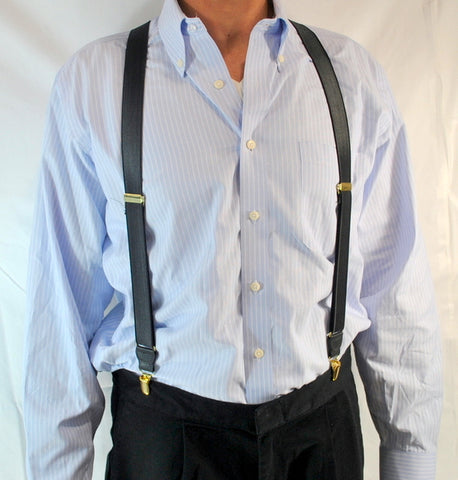 Formal Series Y-back suspnders in Tuxedo Black with gold no-slip clips