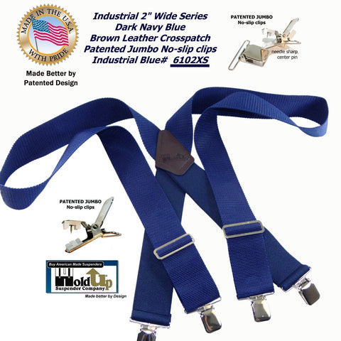  The 2x4 Jumbo clip industrial series dark blue non-elastic work suspenders