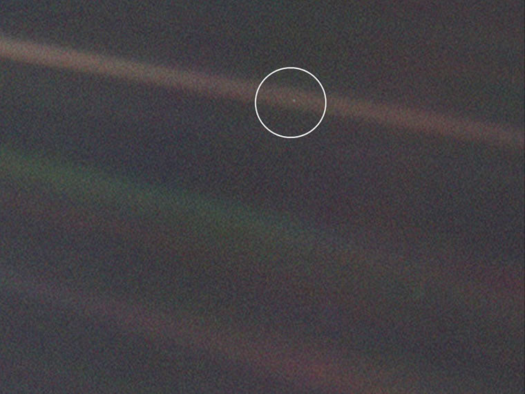 Earth as taken by Voyager 1 - Pale Blue Dot