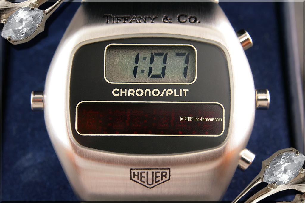heuer chronosplit tiffany LED LCD vintage watch