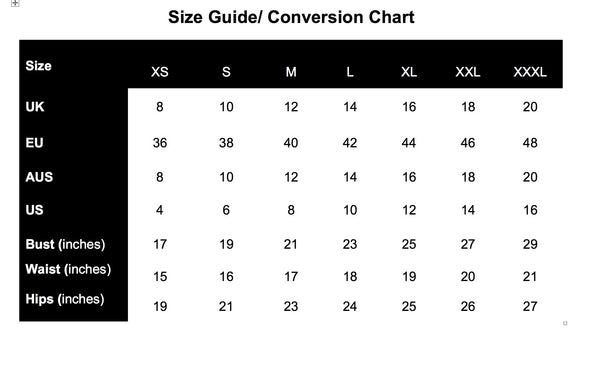 Haiqah Size Chart