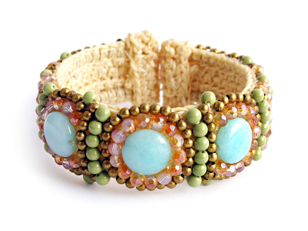 semiprecious stone bead cuff