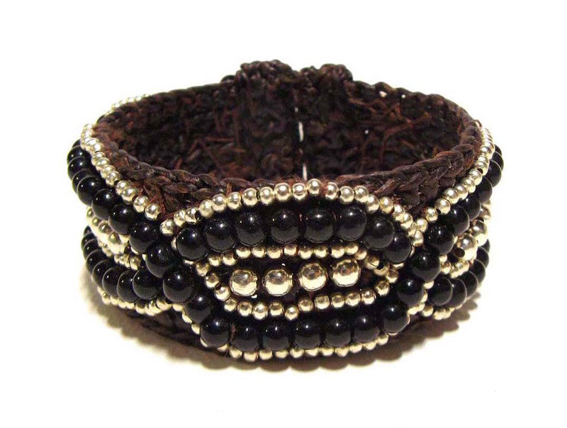 semiprecious stone bead cuff