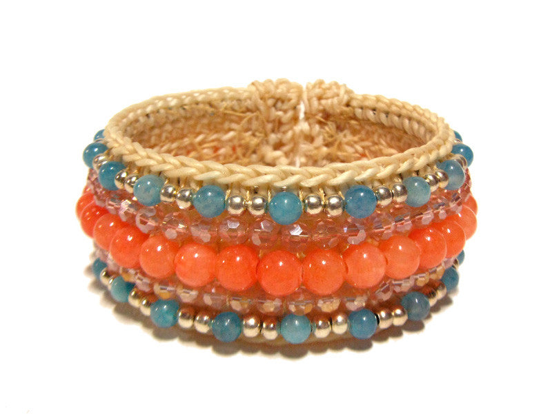 semiprecious stone bead cuff