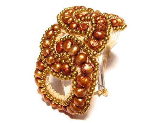 semiprecious stone bead cuff