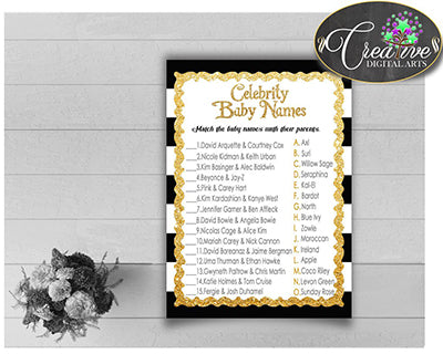 Baby Shower Celebrity Baby Names in black and white