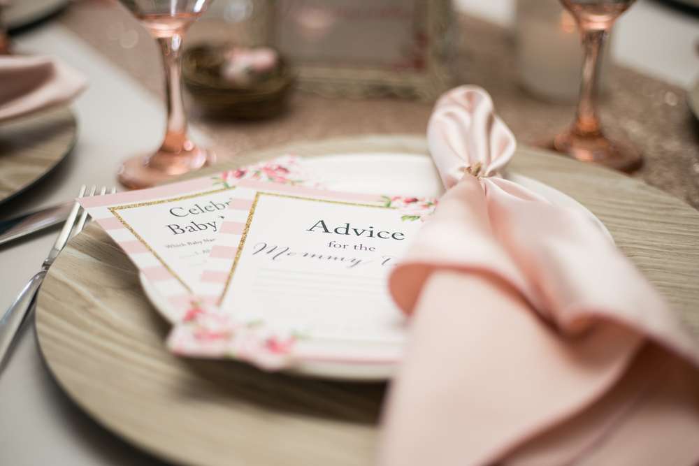 Baby Shower pink stripes Advice for the new parents