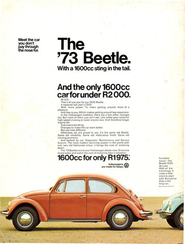 Vintage Automobile Advertisement 1973 Beetle by Volkswagen