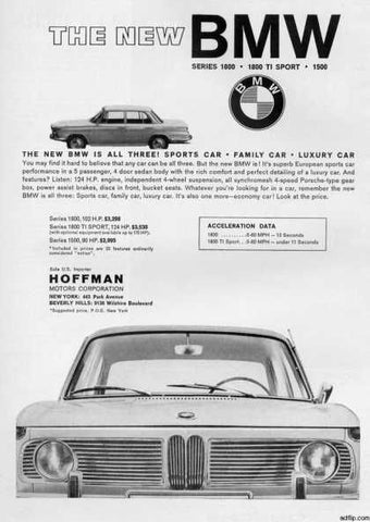 Vintage Automobile Advertisement photo of the grill of 1800 Series by BMW from 1964 