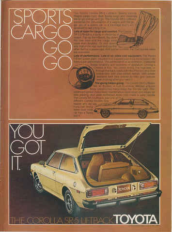 Vintage Automobile Advertisement 1976 Corolla by Toyota SR-5 Liftback