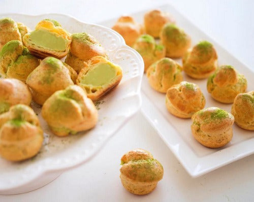 Pate au Choux filled with Matcha green tea Rum filling custard is perfect for parties and special occasions