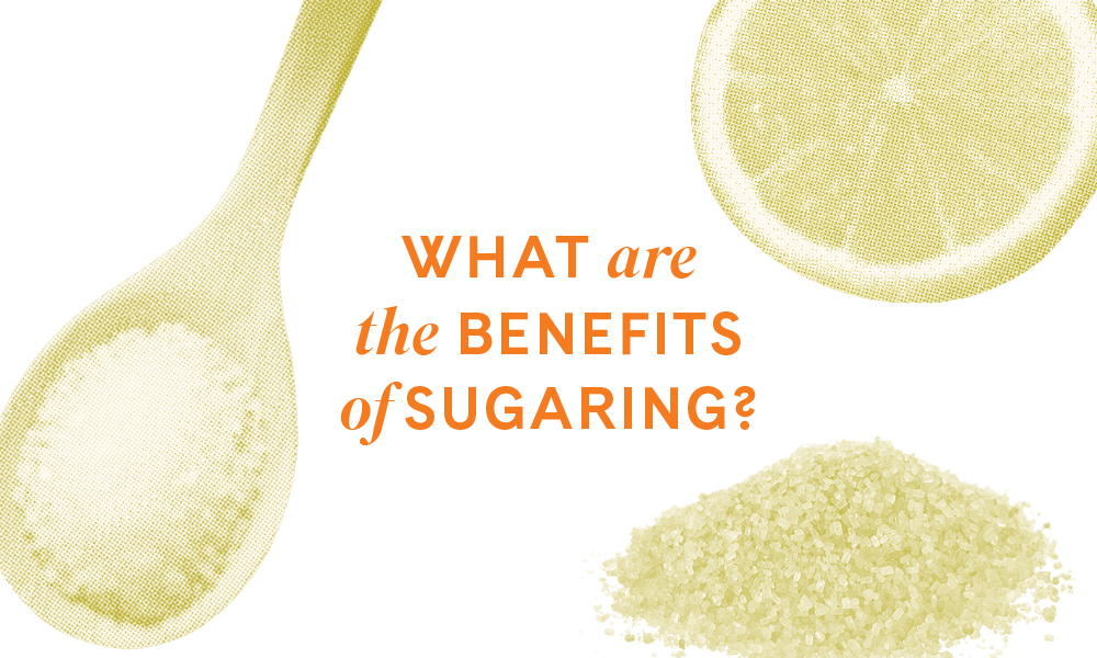 Collage of sugaring ingredients with "What are the benefits of sugaring?" text.