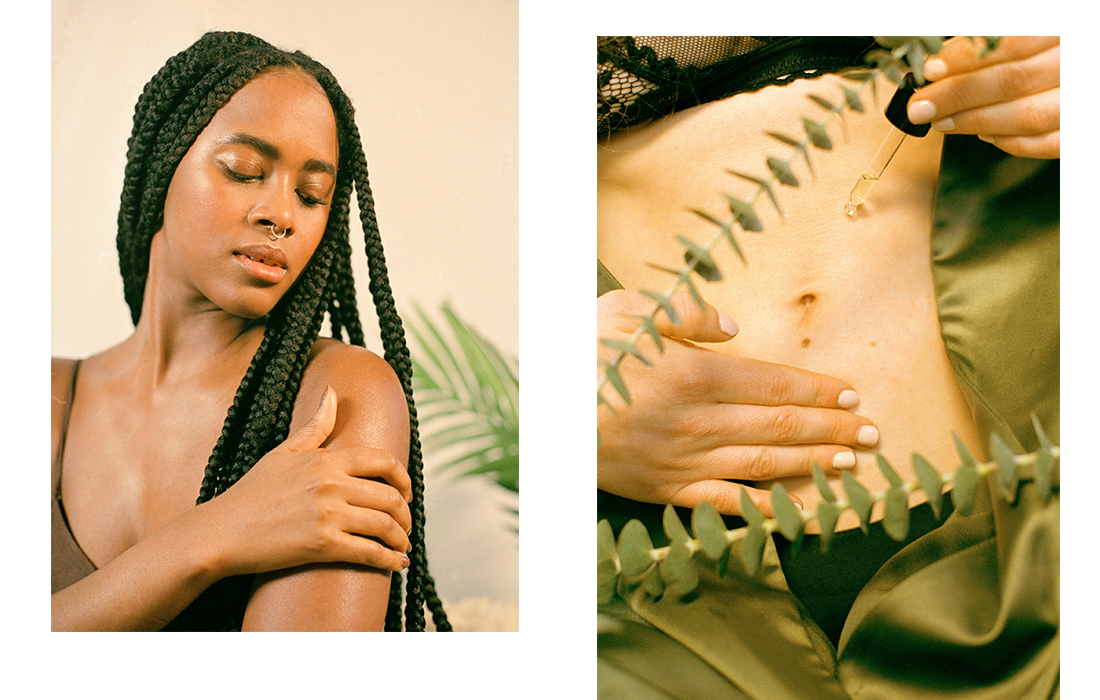 Women applying Fur Oil to their bodies.