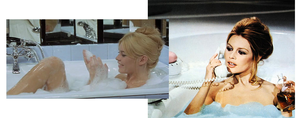 Woman taking a bath / woman taking a bath while on the phone holding a beverage. 