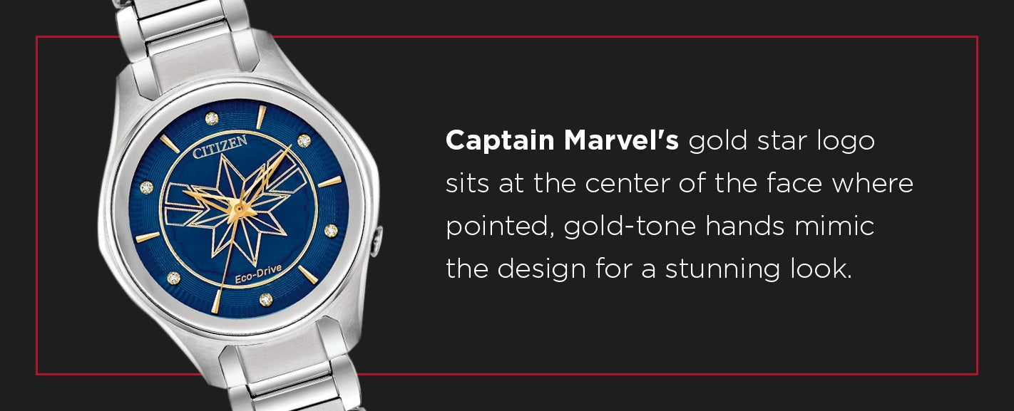 Captain Marvel's Gold Star Logo Watch