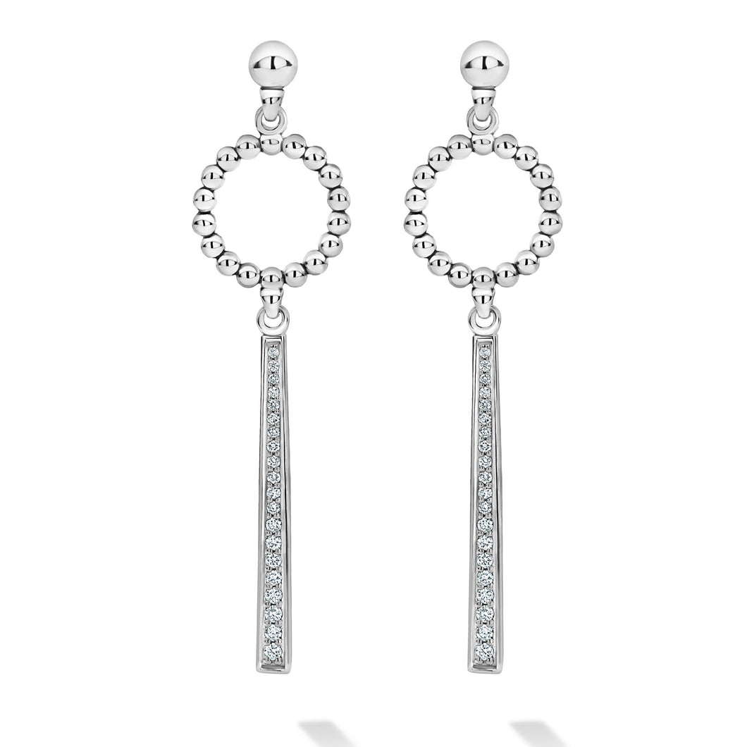 Caviar Spark Beaded Circle Diamond Drop Earrings