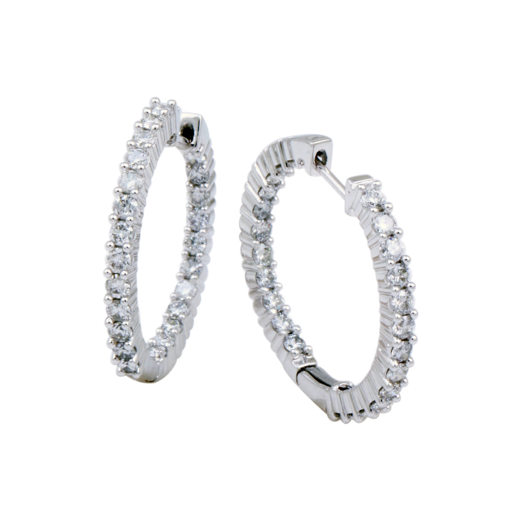 14K Gold 2.00 CTW Diamond In & Out Hoop Earrings (20MM)