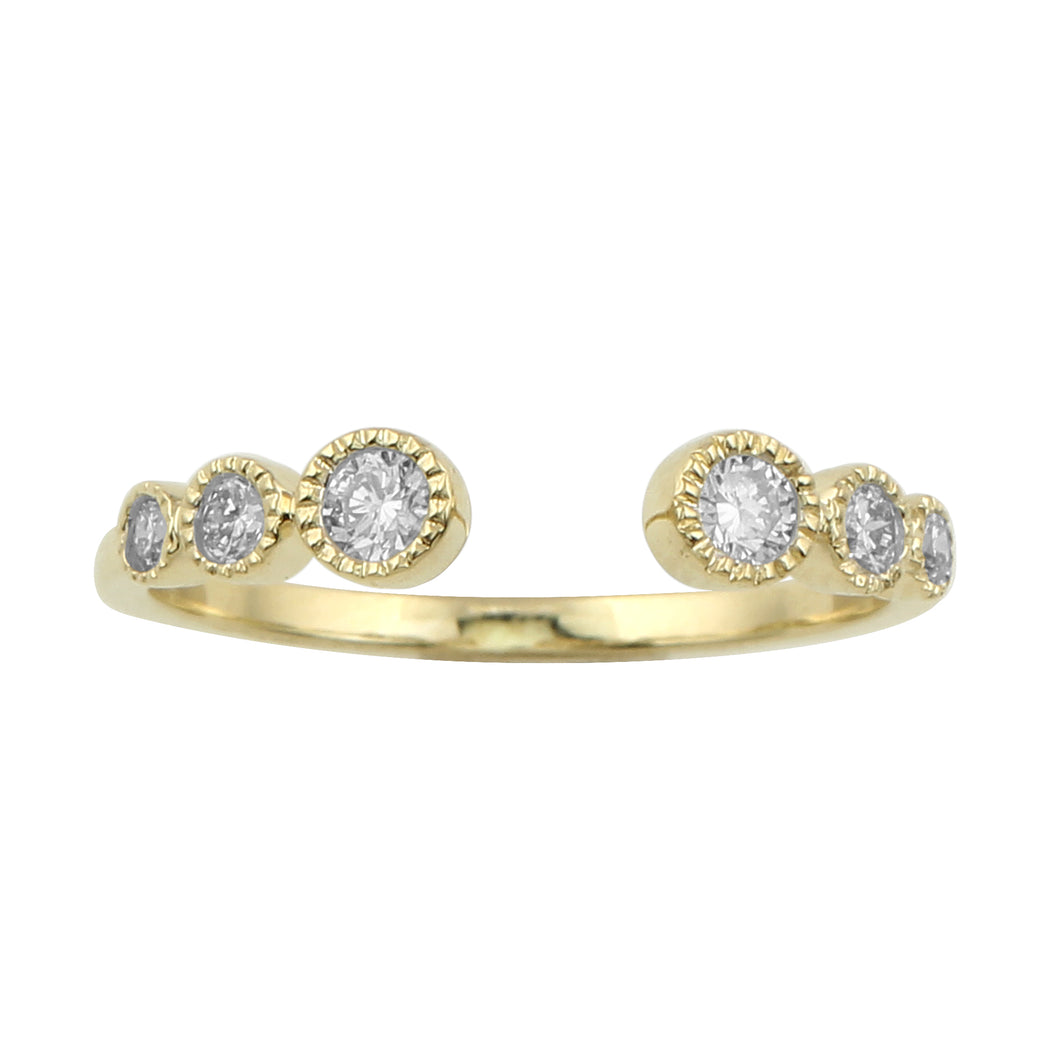 0.35CTTW Lab-Created Diamond Graduated Bezel Cuff Ring in 14K Yellow Gold