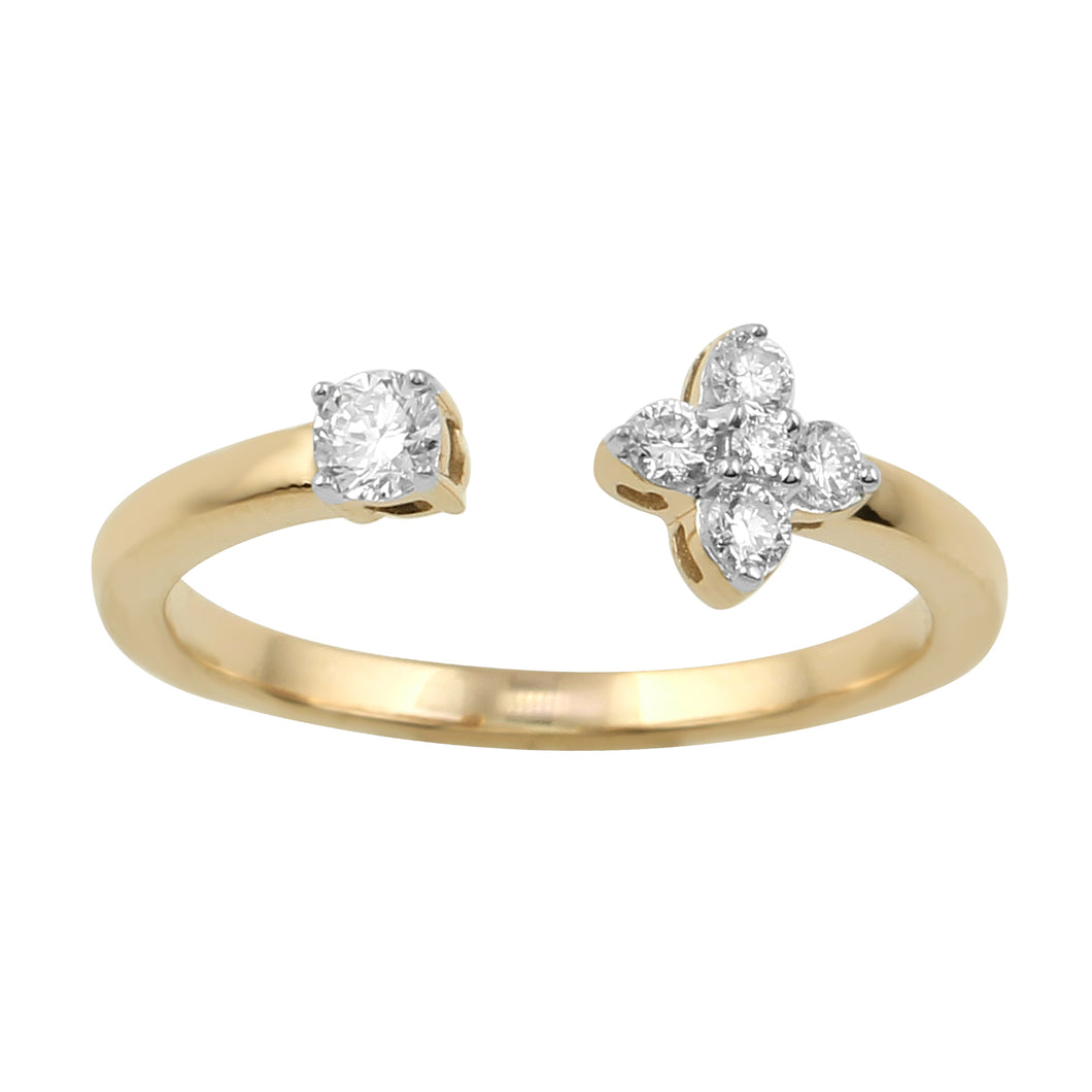 0.25CTTW Lab-Created Diamond Cuff Ring in 14K Yellow Gold