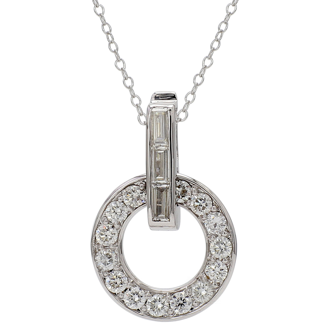 1.65CTTW Lab-Created Diamond Circle Pendant in 14K White Gold