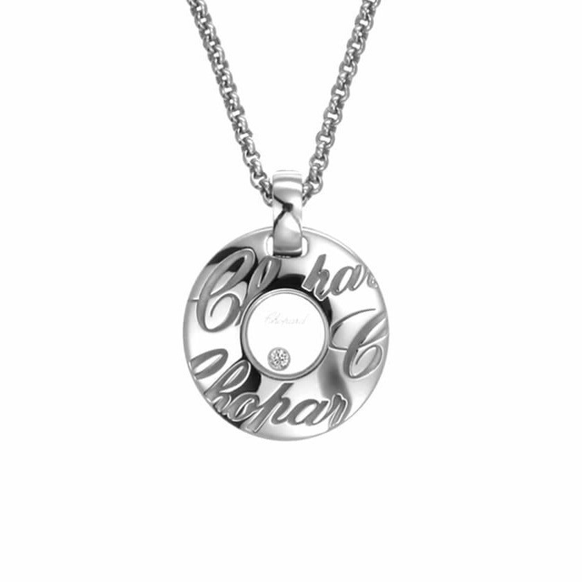 CHOPARDISSIMO SMALL WHITE DISK PENDANT 18K WHITE GOLD