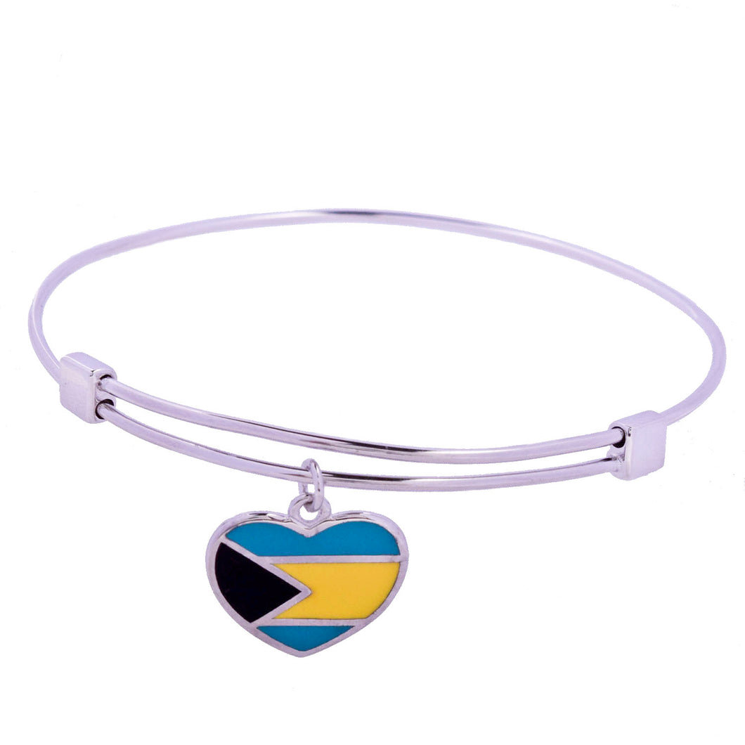 Bahamas Flag Sterling Silver Charm Bangle