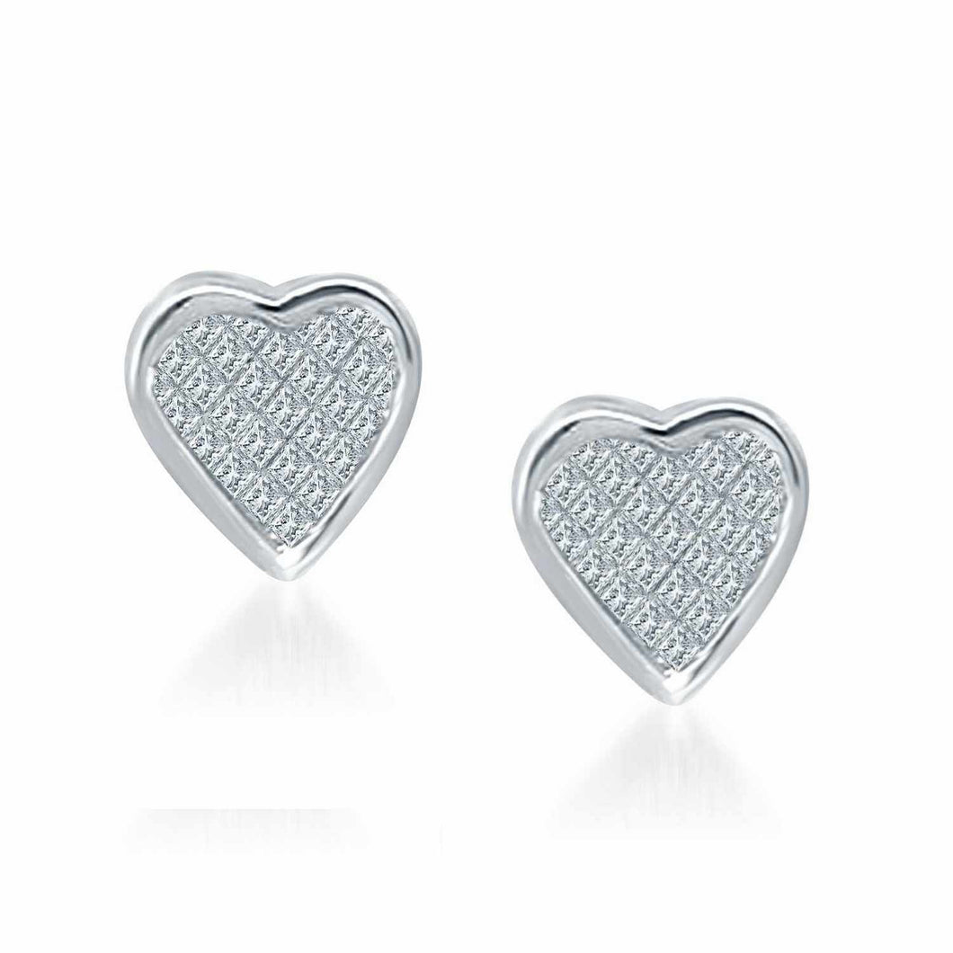 14K White Gold Diamond Heart Stud Earrings (.50 ct. tw.)